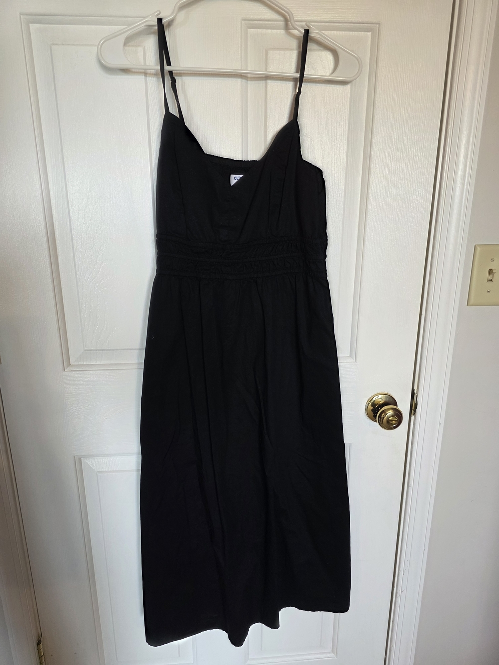 Old Navy Black Strapless Midi Dress with Smocked Waist